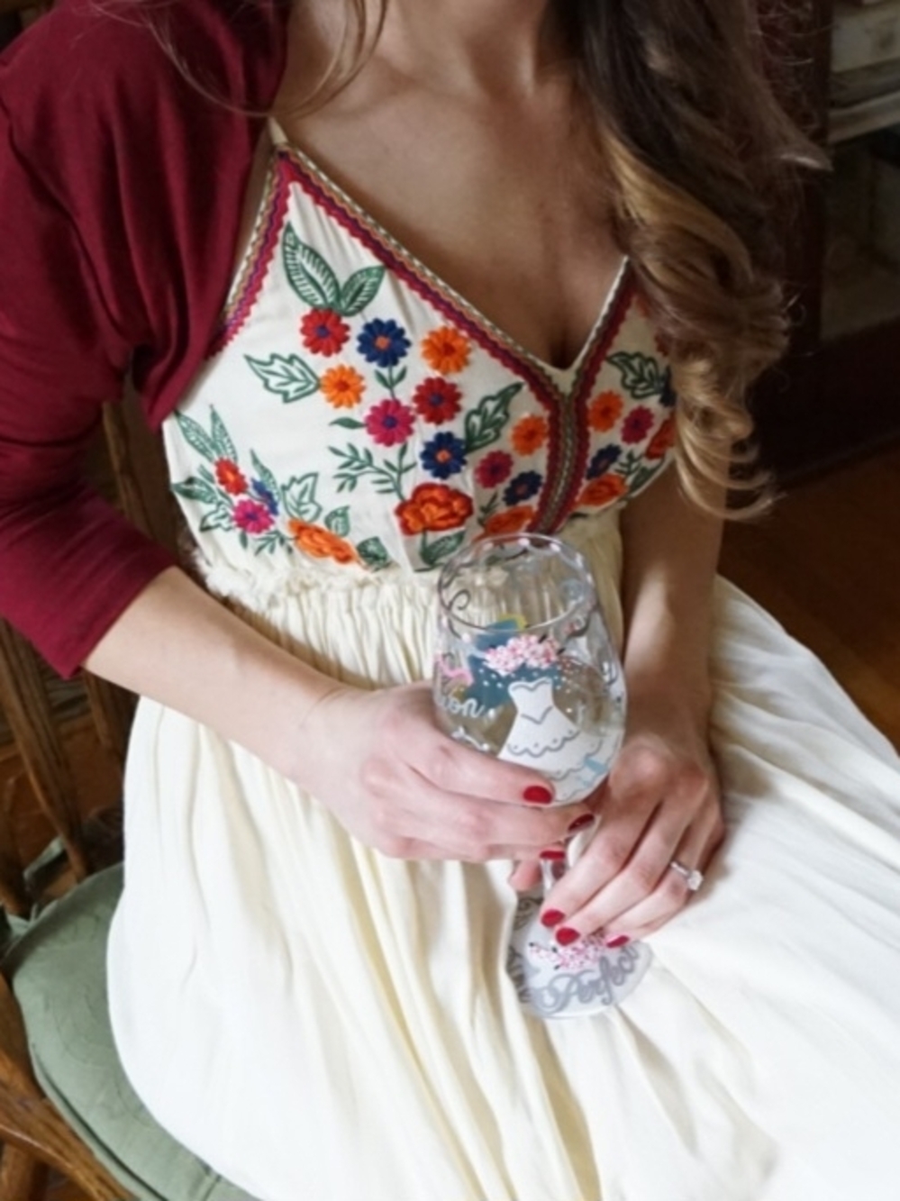 Boho Maxi Dress with Floral Embroidered Bodice - Picture 5 of 11